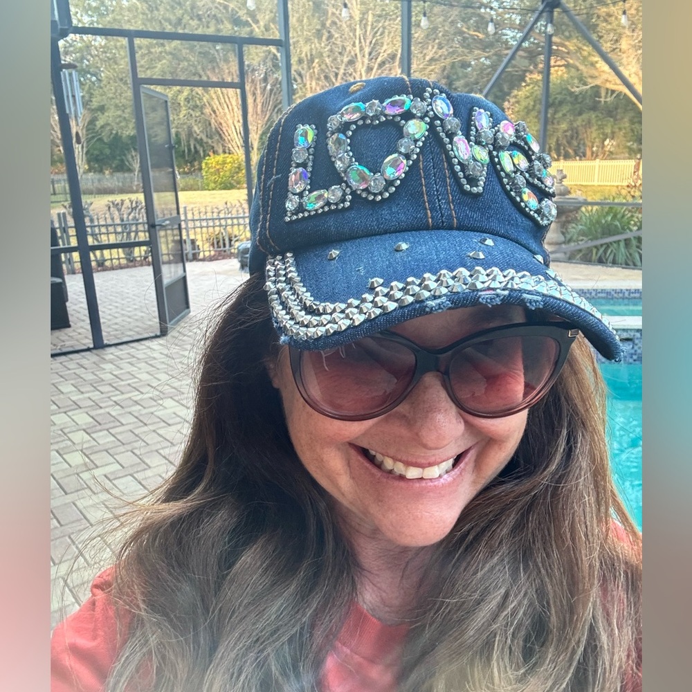Denim Embellished Bling “LOVE” cap